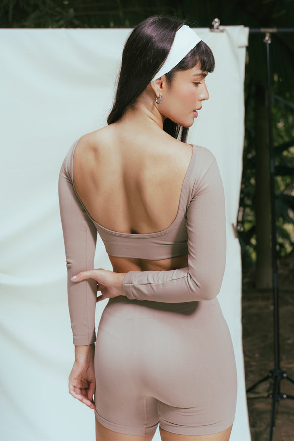 Twill long sleeve taupe