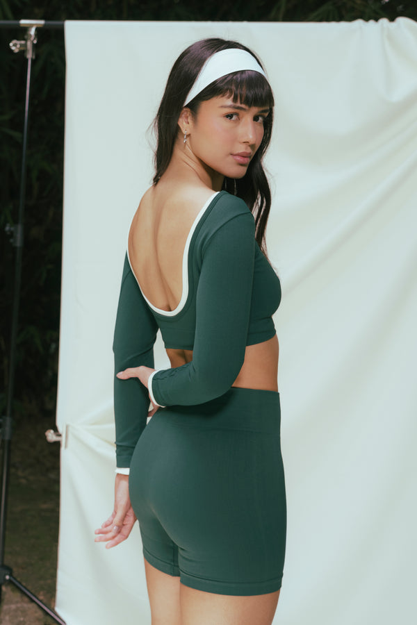 Twill long sleeve teal green